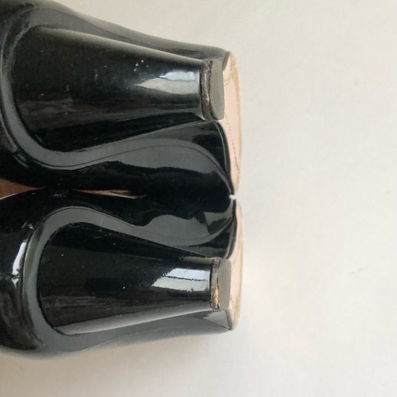 Prada Black Patent Leather Bow Logo Open Toe Wedges size EUR 38, US 7.5 - Picture 14 of 16